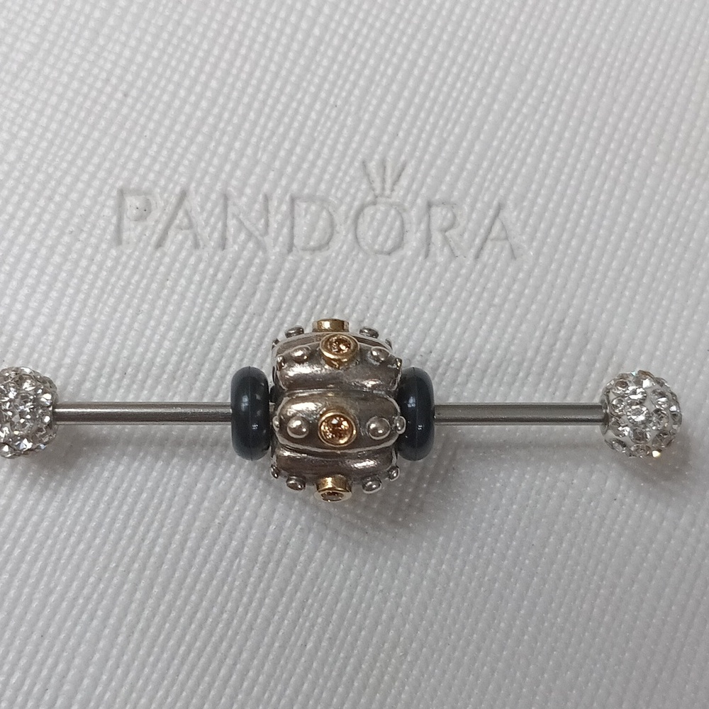 Pandora Clip 14k/Silver Brown CZ Fusion Vintage  (2 Listed Separately) - Picture 2 of 6